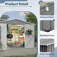 thumbnail image 6 of 10x8FT Outdoor Storage Shed, Segmart Metal Garden Sheds & Outdoor Storage, Large Tool Sheds with Lockable Door for Patio, Lawn, Backyard, Weather-Proof, Light Gray, 6 of 8