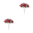 thumbnail image 2 of Inteprter Hojas de eucalipto artificiales Flores de rosas Ramo de flores falsas 2piezas Rojo, 2 of 6