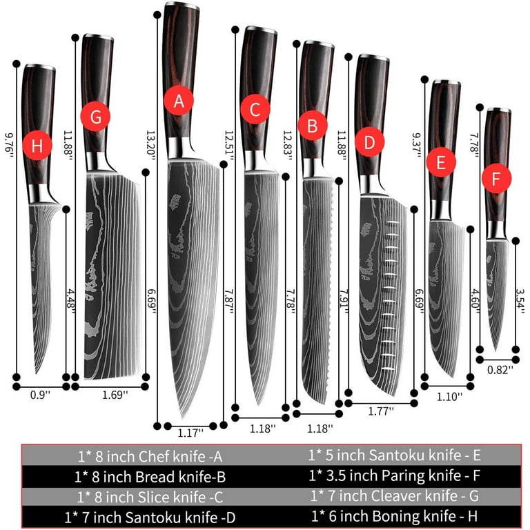 MDHAND Kitchen Chef Knife Sets, 8 Pieces Knife Sets for Professional Chefs,Stainless  Steel Ultra Sharp Japanese Knives with Sheaths (gift box version) 