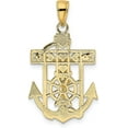 thumbnail image 3 of Avariah Diamonds Solid 10K Yellow Gold Polished & Textured Mini Mariners Crucifix Pendant - 31.5mm, 3 of 6