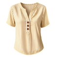 thumbnail image 6 of Endives Women's Short Sleeve T-shirt Womens Striped T Shirts Plus Size Short Sleeve V Neck Summer Loose Tops Button Blouse T Shirts for Women Summer Sale, 6 of 6
