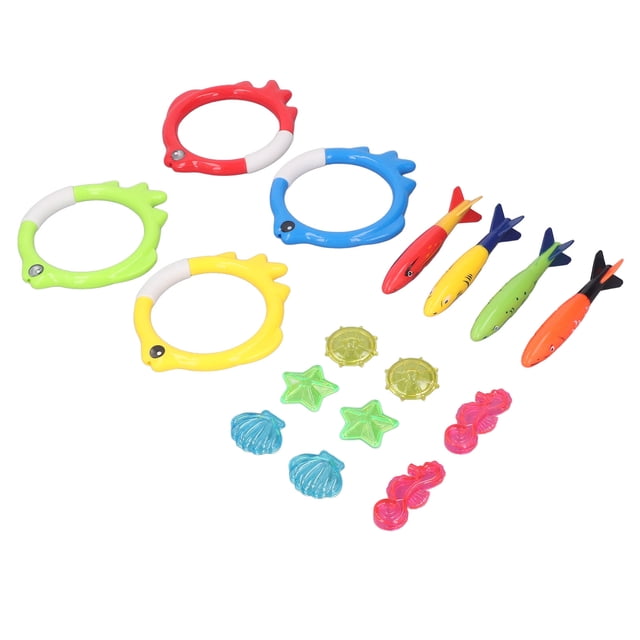 Underwater Swimming Pool Toy, 16pcs Fish Rings Safe Parent Child Interaction Seahorses Portable Swim Games Sinking Kit For Children For Home
