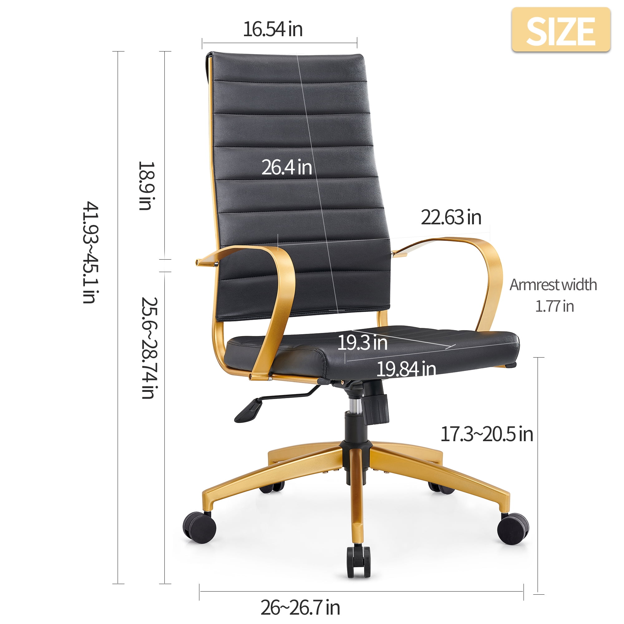 CAROCC High Back Executive Office Chair with Armrest Adjustable Swivel Chair in Durable Vegan Leather Modern Office Chair Ergonomic Desk Chair for Extra Back & Lumbar Support