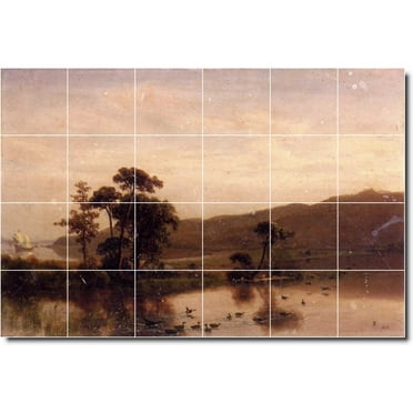 Ceramic Tile Mural-Albert Bierstadt Landscapes Painting 80. 25.5" w x 17" h using (24) 4.25 x 4.25 ceramic tiles