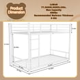 thumbnail image 4 of Bellemave Low Bunk Bed Twin Over Twin, Metal Bunk Bed Frame with Guardrail and Ladder, Heavy Duty Floor Bunk Beds with Slats for Dormitory and Bedroom, No Box Spring Needed (White), 4 of 8