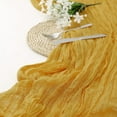 thumbnail image 2 of Nvzi Camino de mesa de gasa para boda romántica, estilo rústico bohemio, elegante decoración natural de gasa, 35 x 118 pulgadas (amarillo), 2 of 2