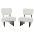 thumbnail image 5 of YIYADO Accent Chair Set of 2, Mid-Century Modern Chair, Polyester Fiber Upholstery, Walnut Finish Wooden Base, Simple and Stylish Accent Seat for Living Room, Bedroom, Balcony, Beige, 5 of 6