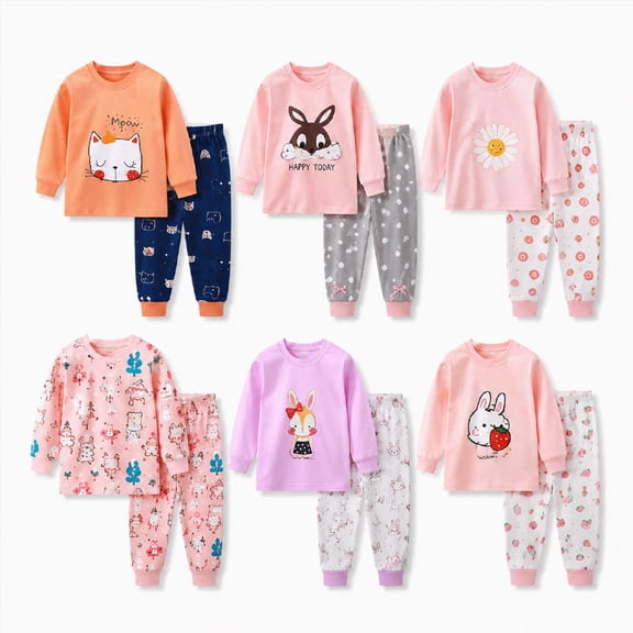 Vedolay Toddler Baby Girl Clothes 6 12 18 24 Months 2T 3T 4T 5T Girls Fall Winter Clothes Snug-Fit Long-Sleeve Top and Pants Pajama Set Toddler Girls Pajamas Breathable Homewear