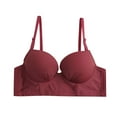 thumbnail image 4 of Bras for Women Wireless Woman Breast-Receiving Bra Without Underwire Vest Lingerie Underwear V-Neck Back-Smoothing Bra Feature Hook and Eye Closure Longline Bra Style Y-100 , Red-d L, 4 of 8