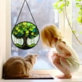 thumbnail image 2 of Stained Glass Window Hanging, Green Tree Fringed Leaves Suncatcher Diamond Glass Panel Hangings Sun Catchers Decor for Birthday for Women, Men, Wife, Aunt, and Mom, 2 of 5