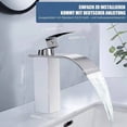 thumbnail image 4 of Waterfall Bathroom Faucet, Basin Mixer Tap Stainless Steel, Bathroom Faucet Rectangular Flat Spout, Cold & Hot Water Available, Modern Chrome Style，JUN, 4 of 6