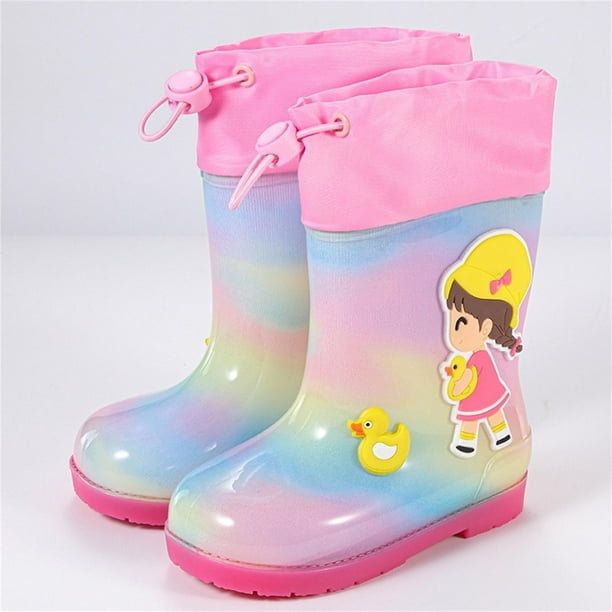 YOUSNH Children s Rain Shoes Galoshes Cartoon Boys and Girls Baby Rain Cartoon Boots Water Shoes Children s Shoes Pink 2