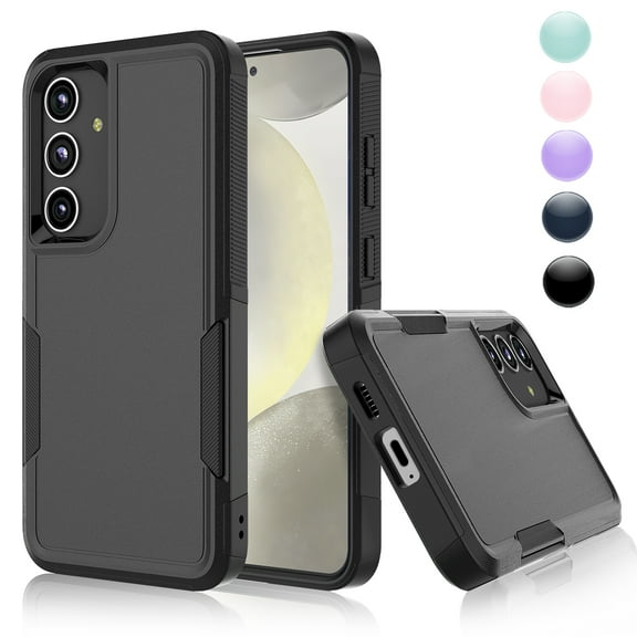 Njjex for Samsung Galaxy S24 5G Phone Case,Shockproof Dust/Drop Proof 2-Layer Full Body Protective Heavy Duty Durable Rugged Hybrid Cover for Galaxy S24 5G,Black
