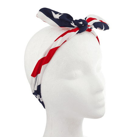 Lux Accessories American Fourth Of July American Flag Bow Headwrap Headband