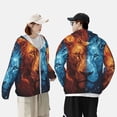 thumbnail image 4 of Balery Red And Blue Fire Lion Sudadera ligera de manga larga con capucha y protección solar UPF 50+ para hombre y mujer, ideal para pesca y running-Large, 4 of 7