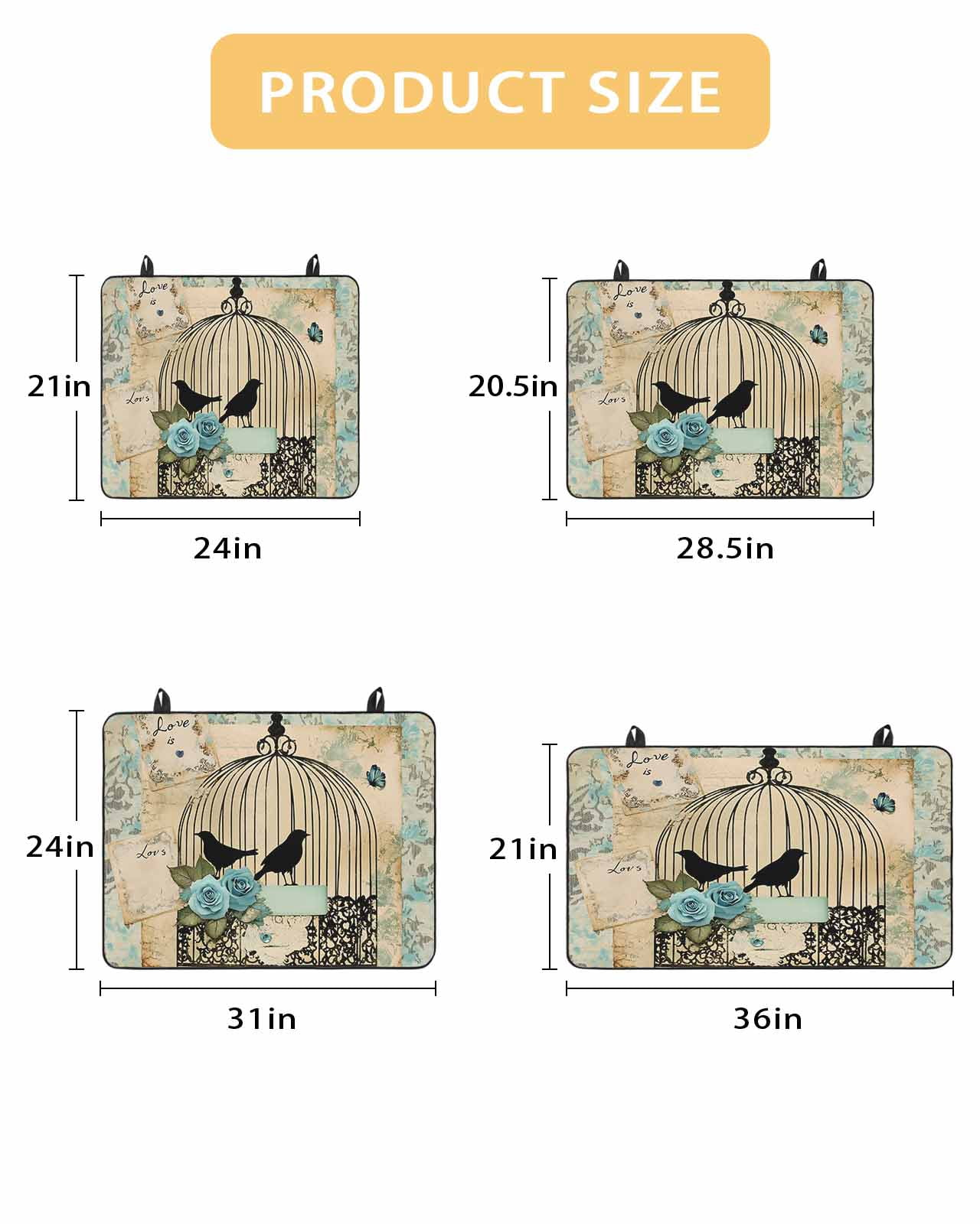 nqOlkjepod Large Induction Cooktop Protector Mat 24"x21", Vintage Bird Cage Stove Top Covers for Electric Stove, Retro Floral Pattern Decorative Stove Burner Cover Mats, Glass Top Stove Cover