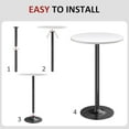thumbnail image 3 of Bistro Pub Table Round Bar Height Cocktail Table Metal Base MDF Top Obsidian 23.8-Inch Top, 39.5-Inch Height (1, Black-1), 3 of 7