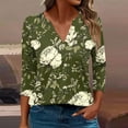 thumbnail image 2 of CYMMPU Floral Printed V Neck Blouses for Women Dressy Casual Spring Tops 3/4 Sleeve Fall Trendy Shirts Tunic Tops Loose Fit Business Elegant Work Tops T-Shirts Multicolor M, 2 of 5