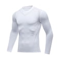 thumbnail image 2 of Hogleaql Men's Compression Shirt Long Sleeve Quick Dry Athletic Workout Tops Sports Base Layer Undershirts Running T-Shirt White S, 2 of 5