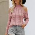 thumbnail image 6 of Hauaitttt Women Casual Semi Turtleneck Off Shoulder Solid Color Knit Pullover Sweater Sports Illustrated Sweatshirt Womens Soft Pullover Mens Big and Tall Sweatshirt Colla Sweaters for Women Women 's, 6 of 7