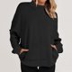 thumbnail image 4 of ICHUANYI Clearance Fashion Woman Long Sleeve Round Neck Solid Blouse Causal Pullover Pockets Tops(Black, XXL) ICHUANYI WER2023081513762, 4 of 9