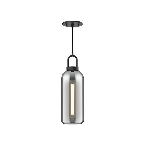 PD401505MBSM-Alora Lighting-Soji - 1 Light Pendant-14.88 Inches Tall and 5.13 Inches Wide-Matte Black Finish-Smoked Glass Color -Traditional