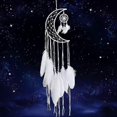 thumbnail image 1 of Dreamcatcher Handmade Moon Design with Feathers Dream Catcher Wall Hanging (White), 1 of 5