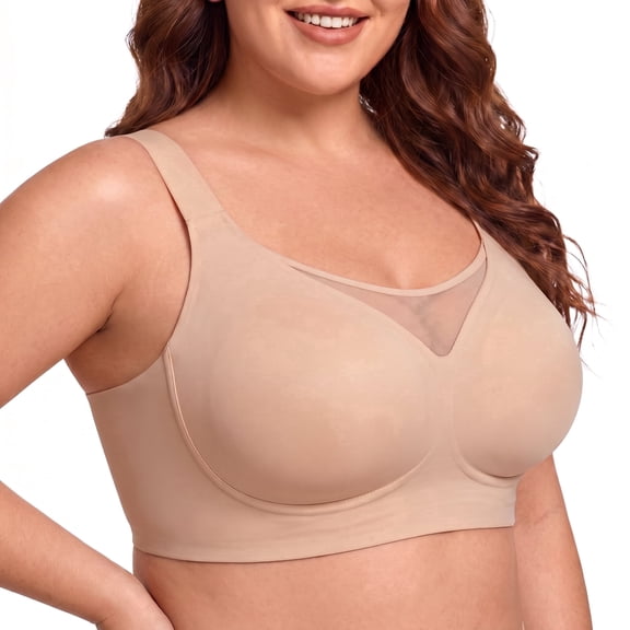 VEOFUX Women's Wireless Back Smoothing Bra, Seamless Full Coverage, M-5XL