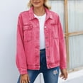 thumbnail image 4 of Viikei Denim Coats & Jackets,Women's Fashion Color Lapel Look Slimmer Sleeve Denim Jacket Pink S, 4 of 7