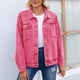 thumbnail image 4 of Chaqueta vaquera de manga larga sin capucha y abrigos de mezclilla de moda para mujer con solapa de color y mangas más delgadas, 4 of 7