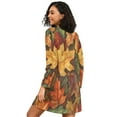 thumbnail image 2 of FORMRS Womens Long Sleeve Nightgowns Crew Neck Sleep Shirt Soft Pajamas Sizes S-3XL, Colorful Autumn Leaves, 2 of 8