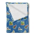 thumbnail image 2 of Plane Soft Flannel Fleece Throw Blanket, Toys Pattern Train Sail Boat Airplane Children Baby Playroom Art Design, Cozy Plush for Indoor and Outdoor Use, 70" x 90", Violet Blue Yellow, by Ambesonne, 2 of 5