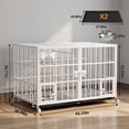 thumbnail image 3 of Heavy Duty 42 Inch Metal Dog Crate Cage, Open Top Escape Proof Kennel with Divider, Indoor Dog Cage on Wheels for Large Dog Two Dogs, Includes 2 Trays and Feeding Bowl, 3 of 8