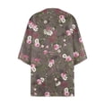 thumbnail image 4 of Dyegold Women's Beach Kimono Coverup Sheer Chiffon Cover Ups Casual Loose 3/4 Sleeve Floral Open Front Boho Cardigan Tops, 4 of 4