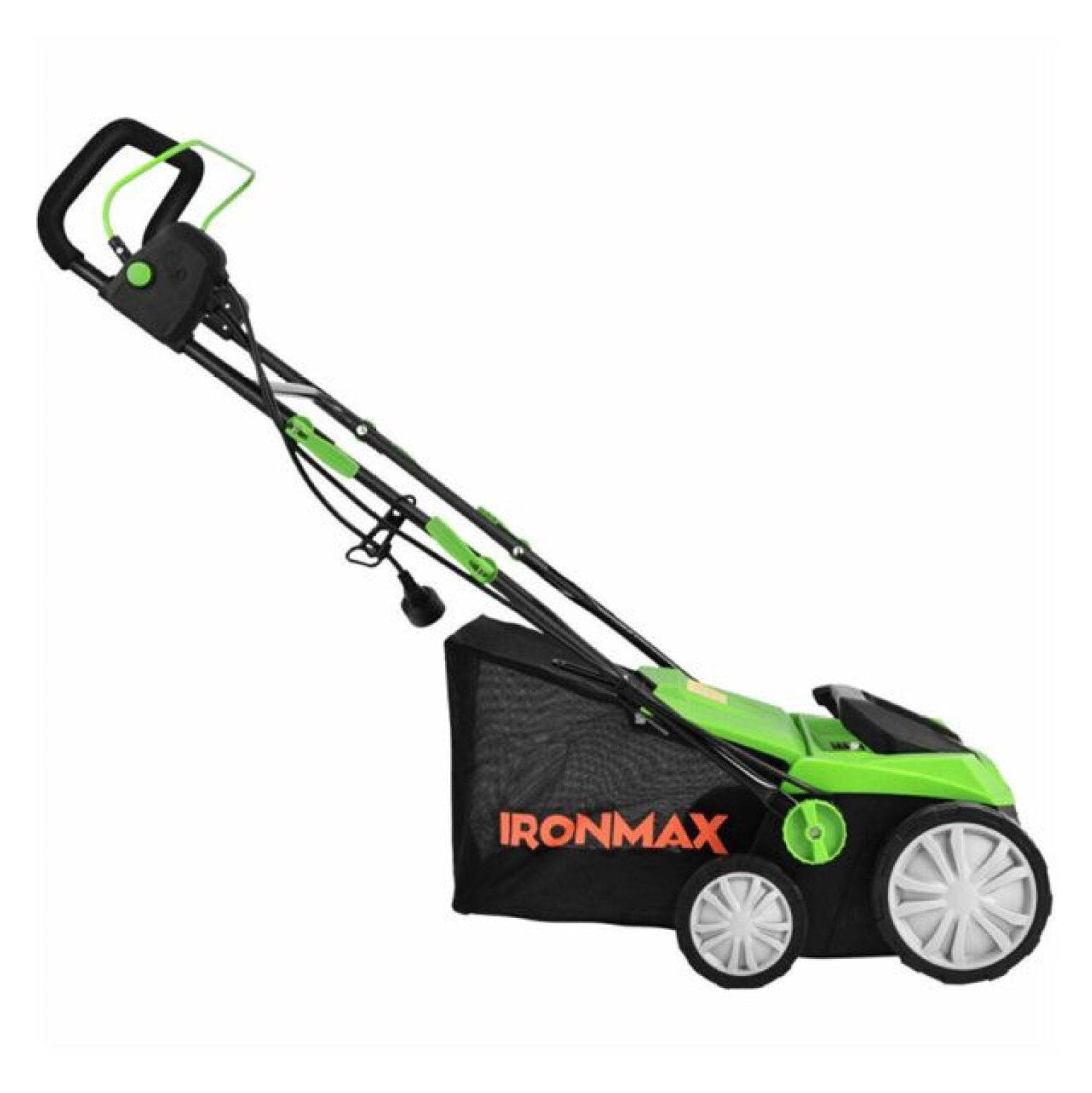 13 Inch 12 Amp Electric Scarifier with Collection Bag and Removable Blades Electric Lawn Dethatcher w/ 50L Collection Bag Green