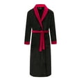thumbnail image 3 of FashGudim Mens Robes Big and Tall Full Length Shawl Collar Long Plush Robe (Black/Burgundy,L/XL), 3 of 5