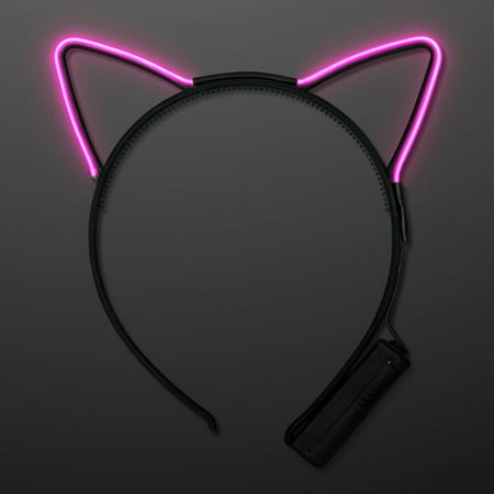 Electro Luminescent Cat Animal Ears Headband Pink by Blinkee