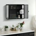 thumbnail image 2 of Royard Oaktree Metal Wall Cabinet with Glass Doors 3-Tier Wall Mounted Storage Cabinet with Detachable Shelves Modern Medicine Cabinet for Kitchen Bathroom Living Room, Black, 2 of 7