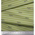thumbnail image 2 of Soimoi Green Rayon Fabric Text & Goggles Stripe Print Fabric by the Yard 42 Inch Wide, 2 of 5