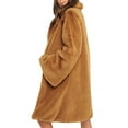 thumbnail image 6 of IROINNID Women's Winter Warm Mid-Long Front Open Coat Solid Color Overcoat Long Sleeve Outwear, Brown, 6 of 9