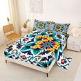 thumbnail image 2 of jejeloiu Vibrant Floral Queen Sheets For Men Women,Colorful Mandala Queen Sheet Sets,Multicolor White,4 Pieces,1 Flat Sheet, 1 Fitted Sheet and 2 Pillowcases, 2 of 6