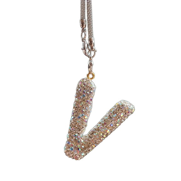 Shoreew Bling Car Letter Charm Faux Letter Pendant Car Rear View Mirror Hanging Rhinestone Alphabet Ornament for Car Tree Accessory