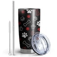 thumbnail image 2 of 20 Oz Paw Prints and Bones Coffee Tumbler Double Wall Insulated Stainless Steel Water Bottle | Metal Reusable Thermoses Flask with Cup Cap | Leak & Sweat Proof with Anti-Dust Lid, 2 of 7