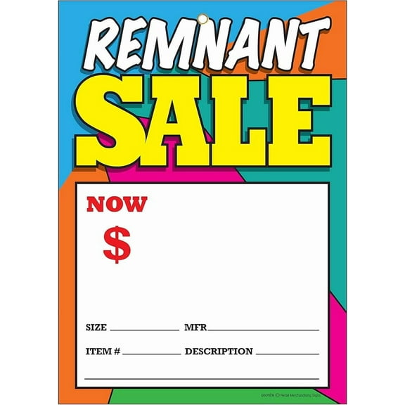 G60REM Remnant Sale Now Grommet Reinforced (Brass Ring) 5"x7" Pack of 100 Business Store Signs Cards Flooring , Carpet, and Furniture