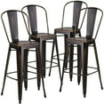 thumbnail image 1 of Commercial Grade 4 Pack 30" High Distressed Copper Metal Indoor-Outdoor Barstool with Back, 1 of 9