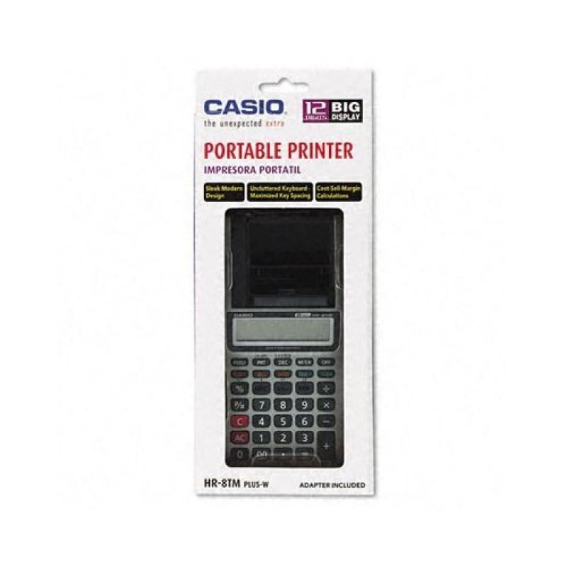 Casio HR8TM Handheld Printing Calculator - LCD AC Supply Power 12 Character s