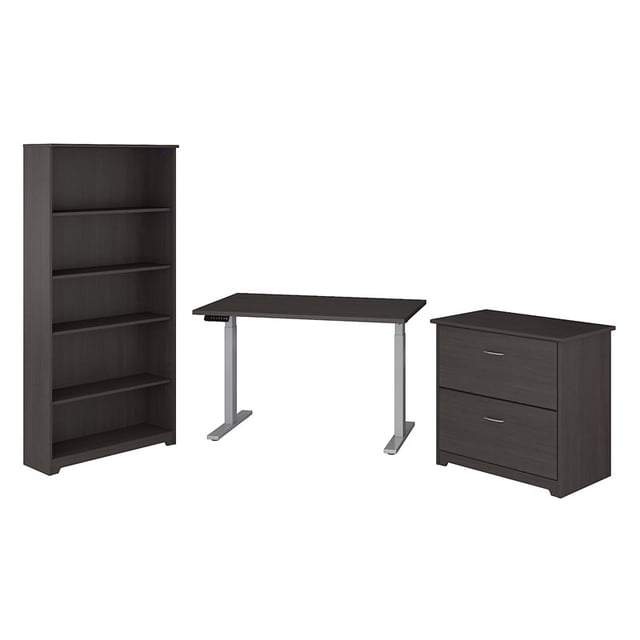 Cabot 48W Height Adjustable Standing Desk Set in Heather Gray - Engineered Wood