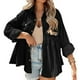 thumbnail image 1 of Camisa Dobladillo con volantes Manga larga Color sólido Abotonado Cuello de solapa Mujer Top de maternidad Negro M, 1 of 5