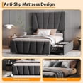 thumbnail image 3 of Ourlova Twin Dark Gray Bed Frame with Adjustable Headboard and 2 Storage Drawers Soft Upholstered Platform Bed with Wooden Slats Support No Box Spring Needed, 3 of 8