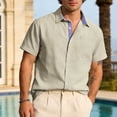 thumbnail image 2 of Yertdoel Men's Button Down Shirts Solid Color Short Sleeve Lapel Neck Shirt with Pocket Comfortable Breathable Hawaiian Beach Vacation Summer Outdoor Casual T-shirts, 2 of 7